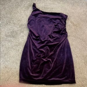 Emerald Sundae One-Shoulder Dress in Deep Purple